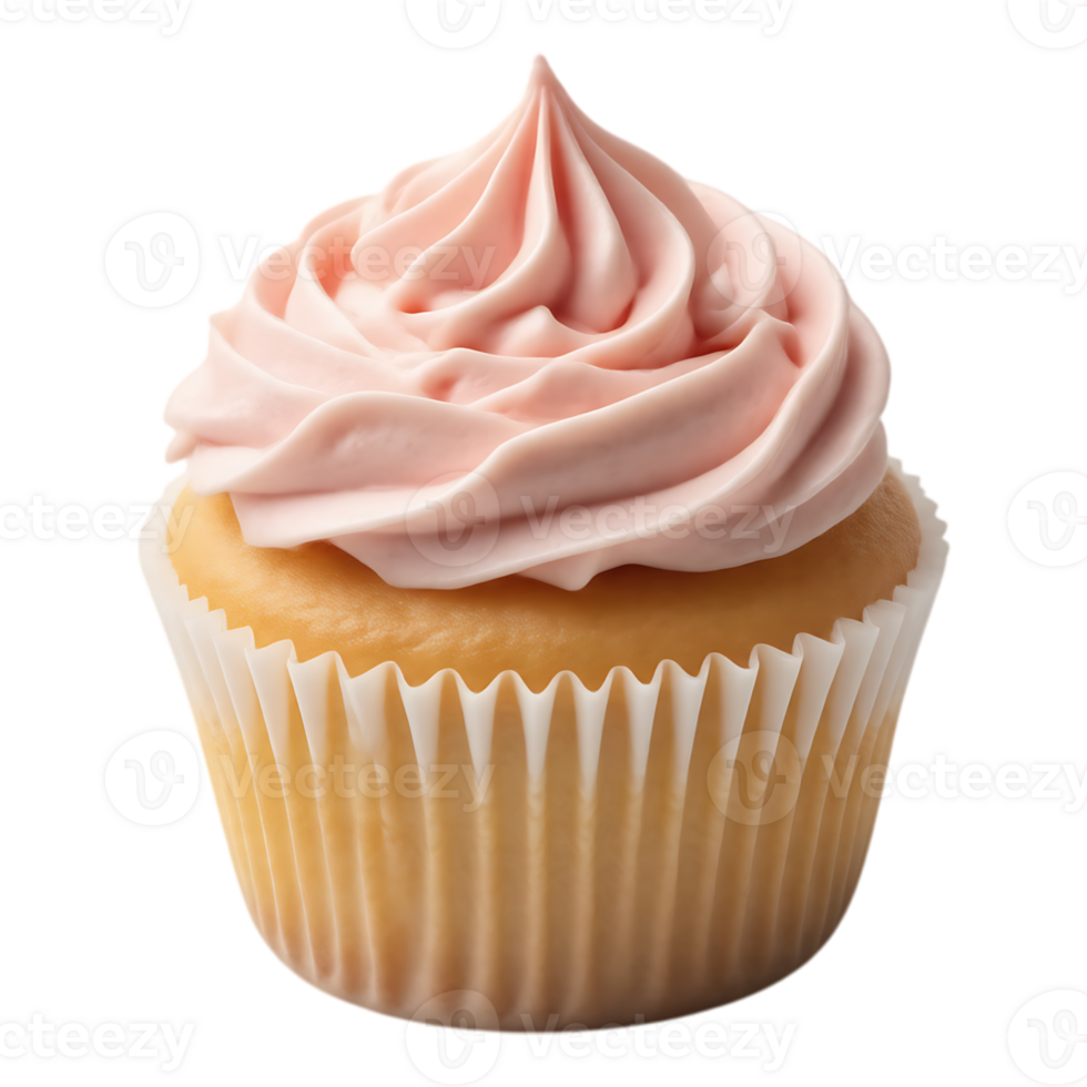 A beautifully frosted cupcake on a transparent background. png