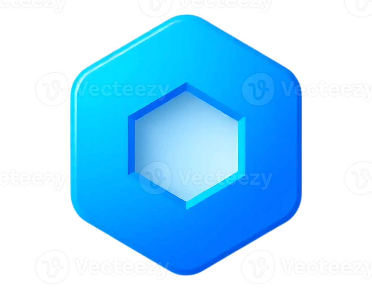 3D Blue Glossy Hexagon Icon png