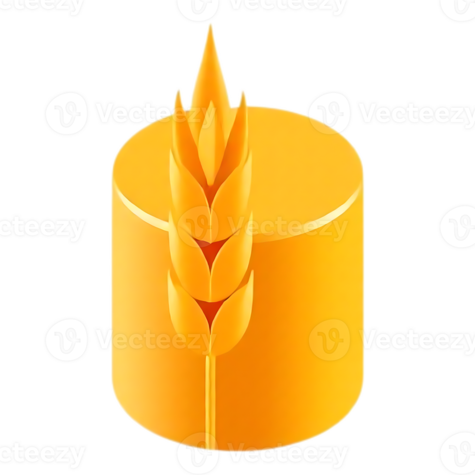 3D rendering of a golden wheat stalk on a cylinder png