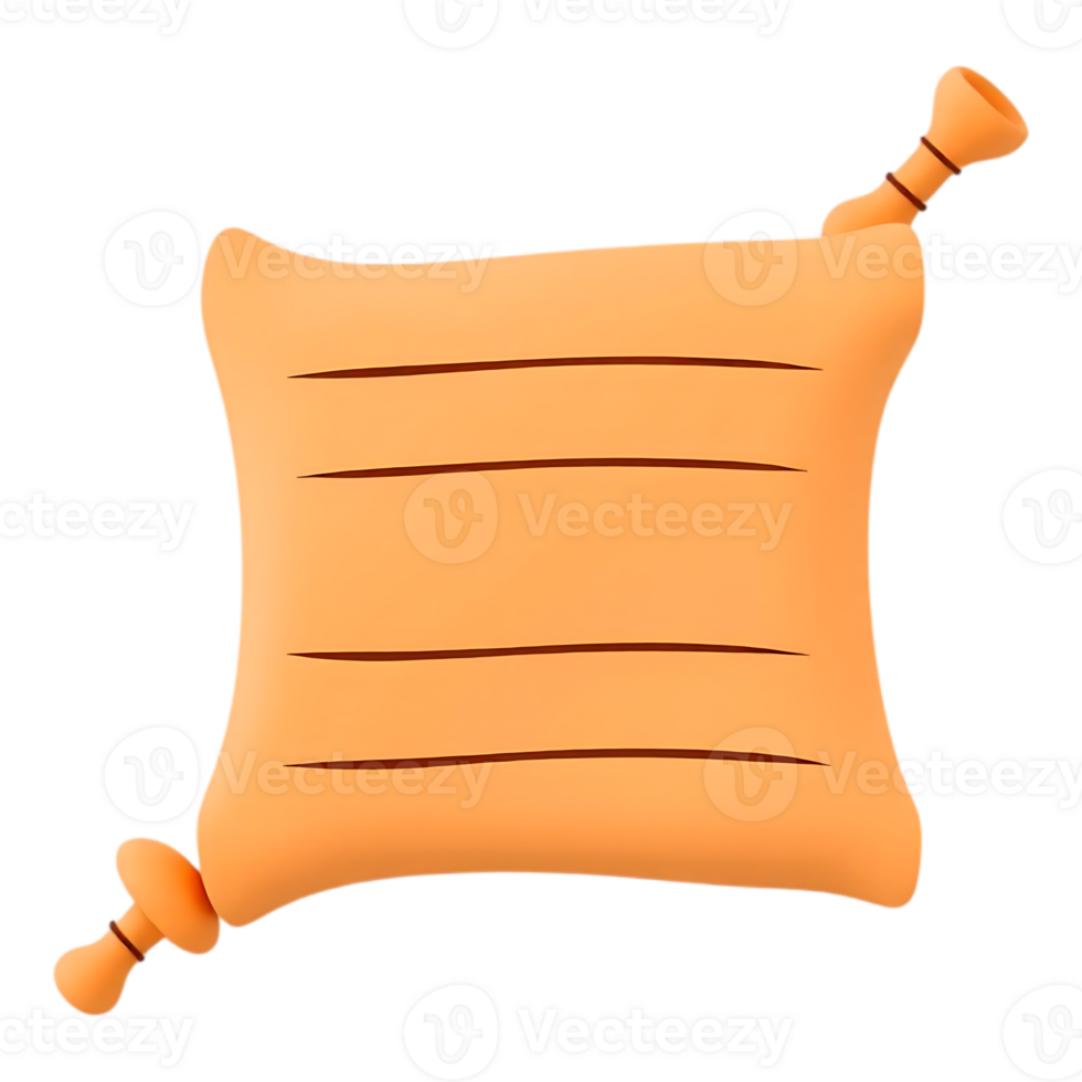 3D Cartoon Style Orange Scroll With Rolled Ends png
