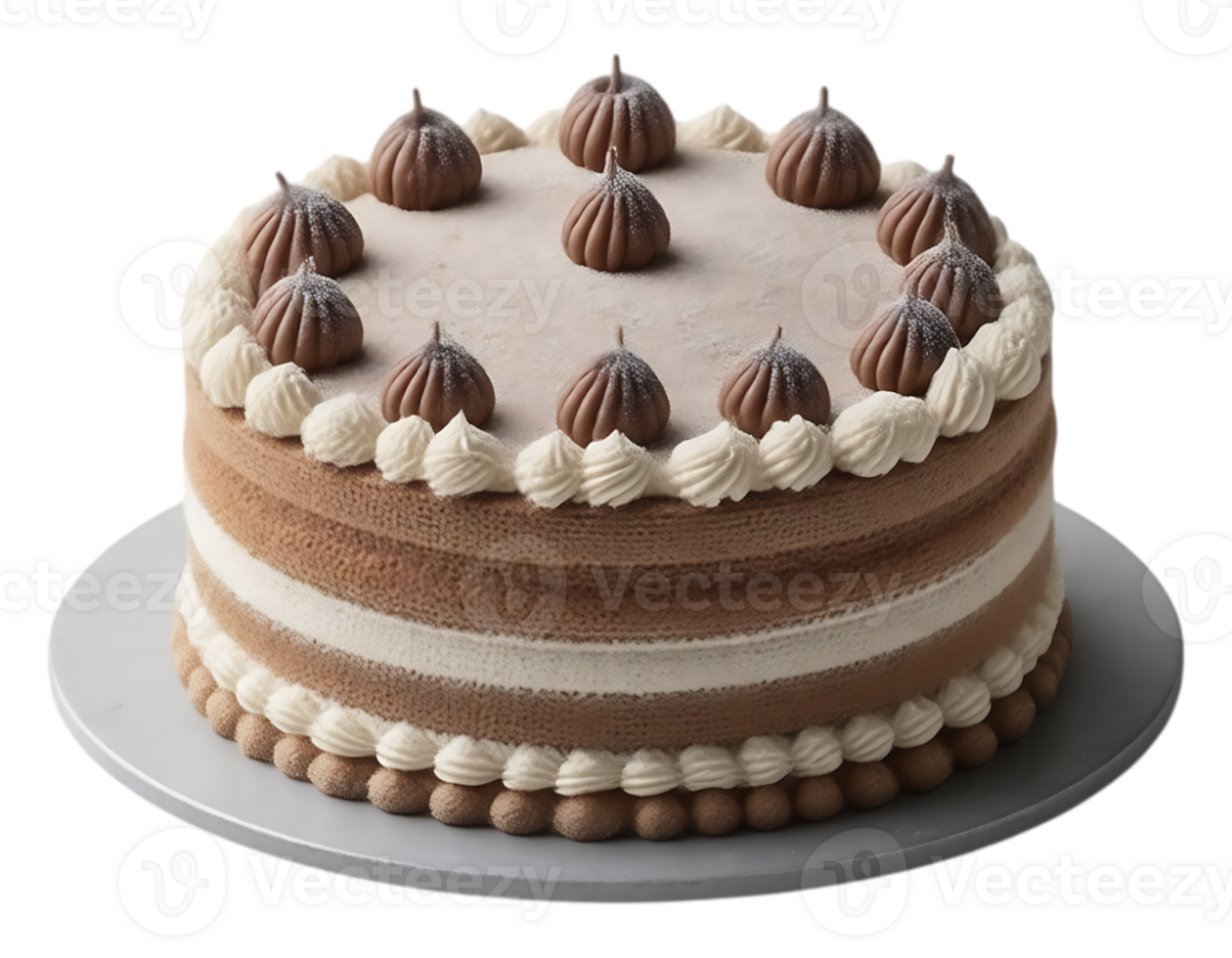Delicious Chocolate Cake with Creamy Icing and Elegant Decorations png