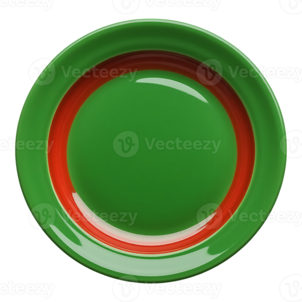 Green and Red Rimmed Ceramic Plate png