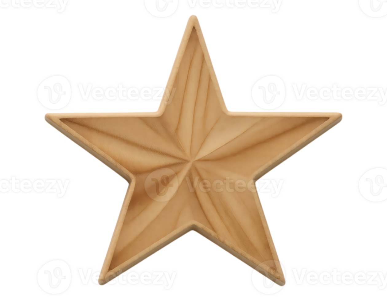 Wooden Star Ornament with Realistic Details png