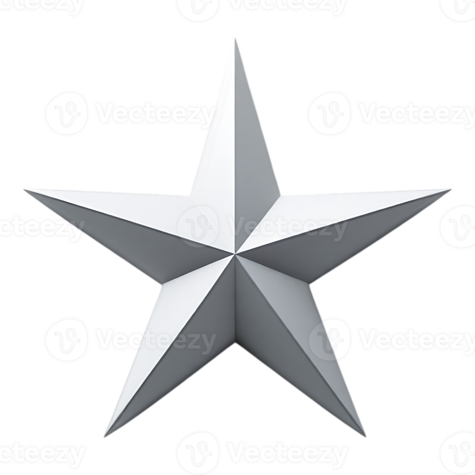 3D Rendered White Star on Transparent Background png