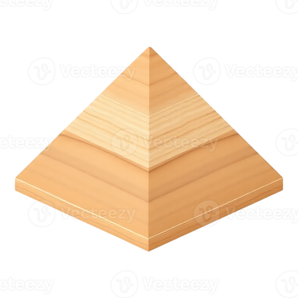 Isometric Wooden Pyramid on Transparent Background png