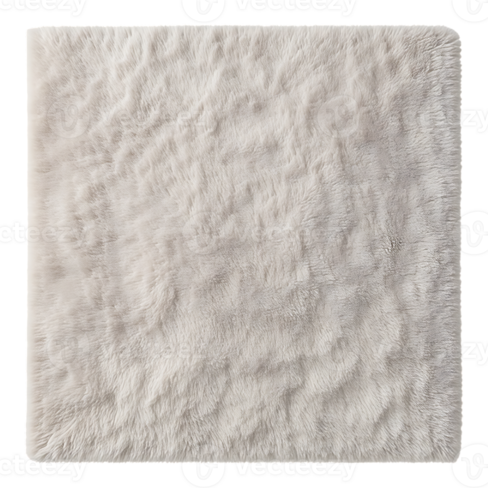 Square White Faux Fur Rug Isolated png