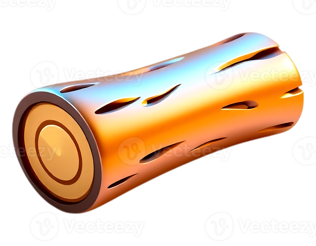 3D Render of a Golden Wooden Log png