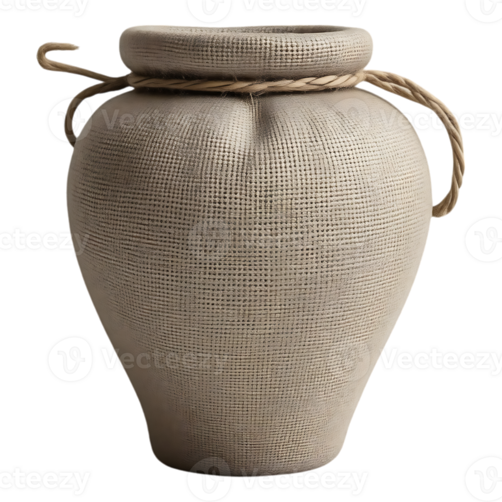 A Beige Fabric Jar Tied with Rope png