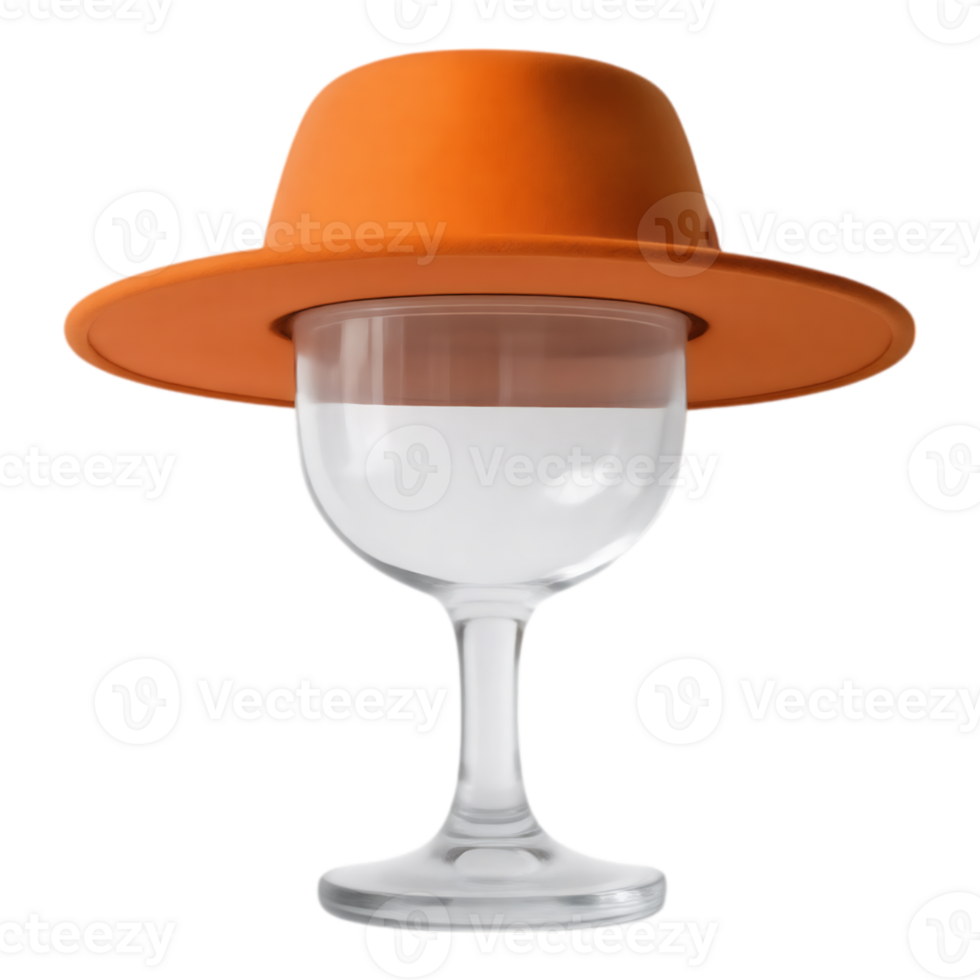 Wine Glass with Orange Hat A Surreal 3D Render png