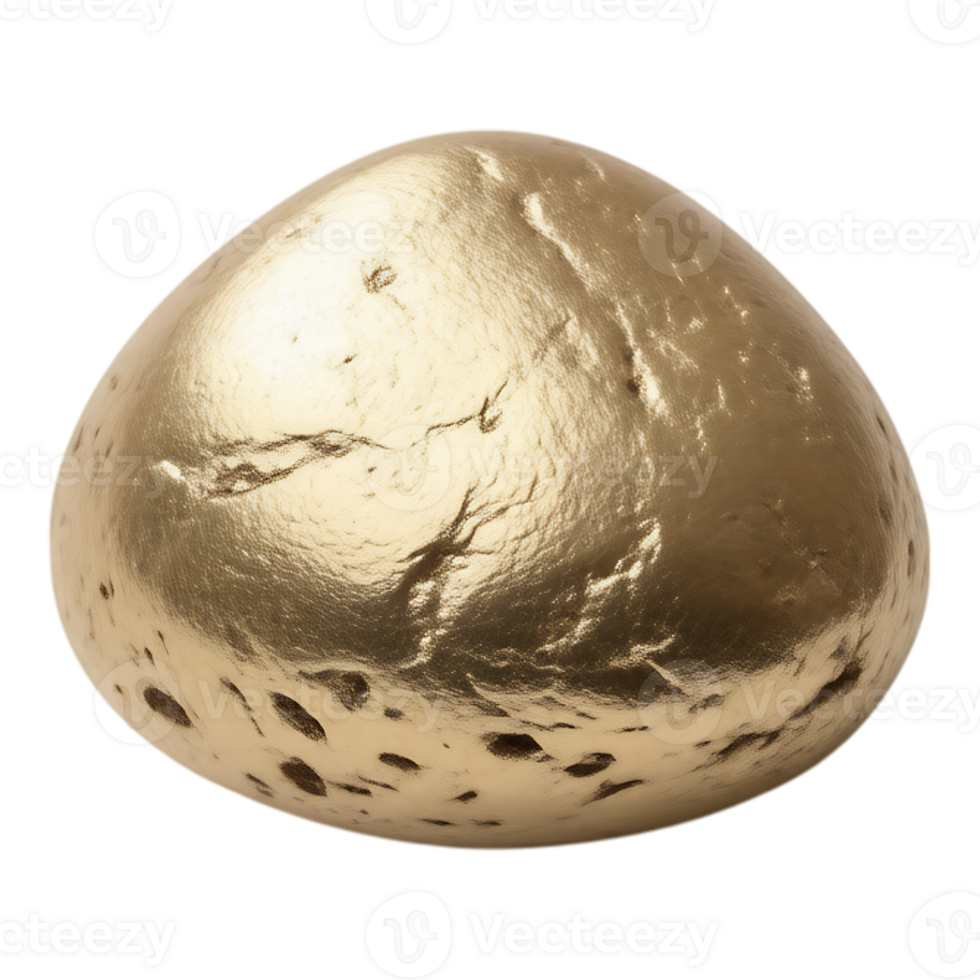 A golden nugget with a textured surface and a polished look. png