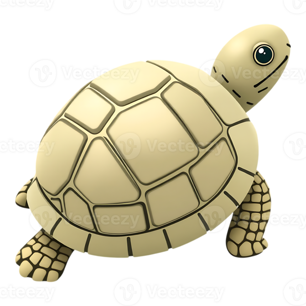 3D Cartoon Turtle with Transparent Background png