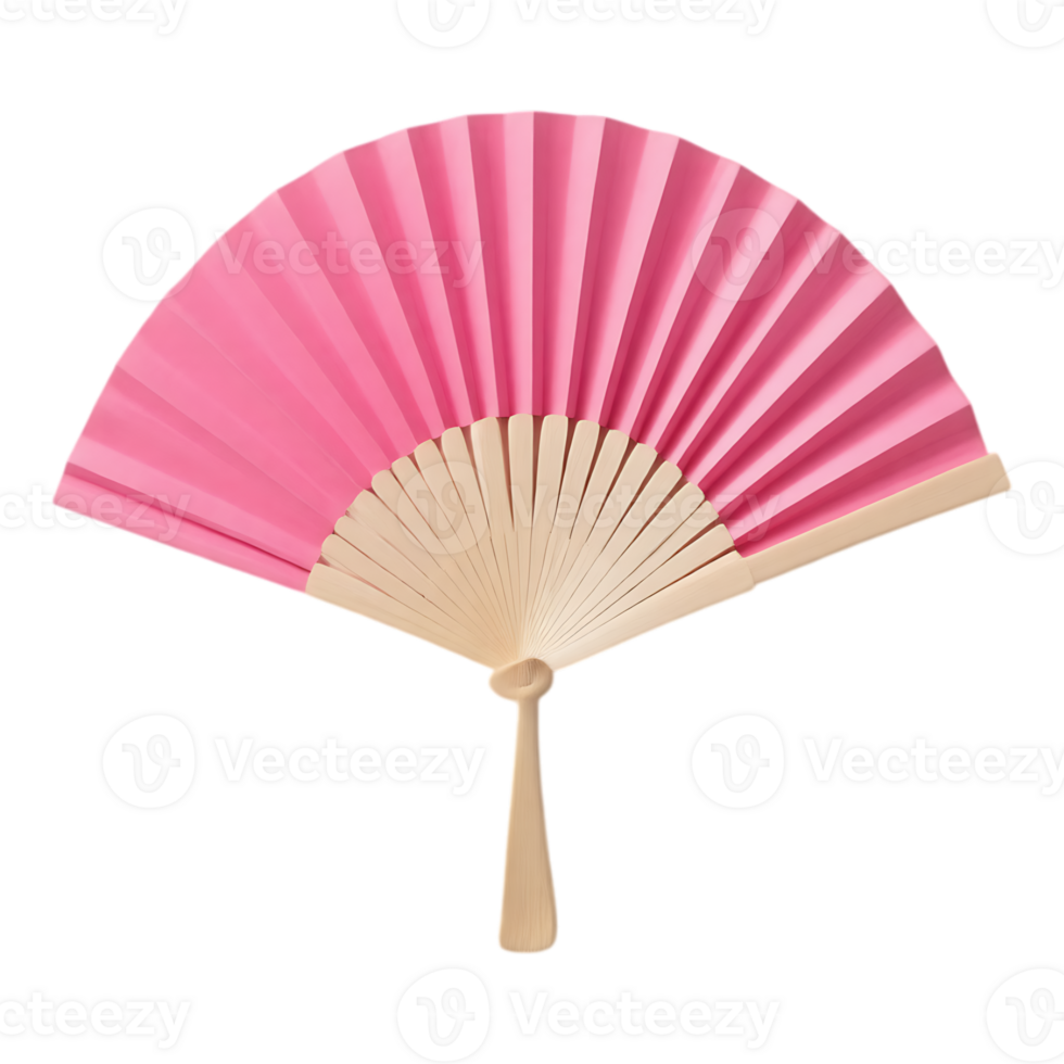 Pink Folding Hand Fan Isolated on Transparent Background png