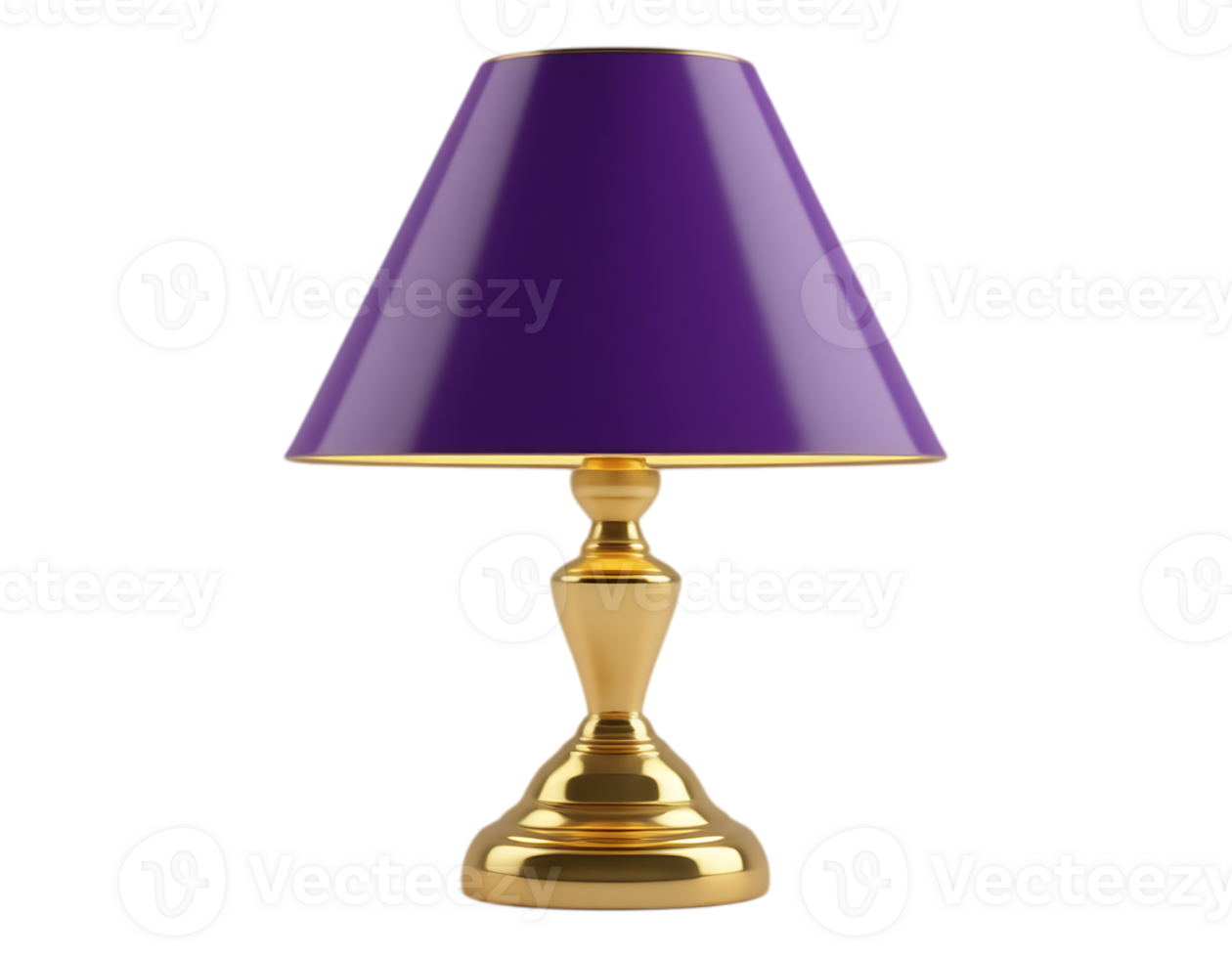 Elegant Gold Table Lamp with Purple Shade png