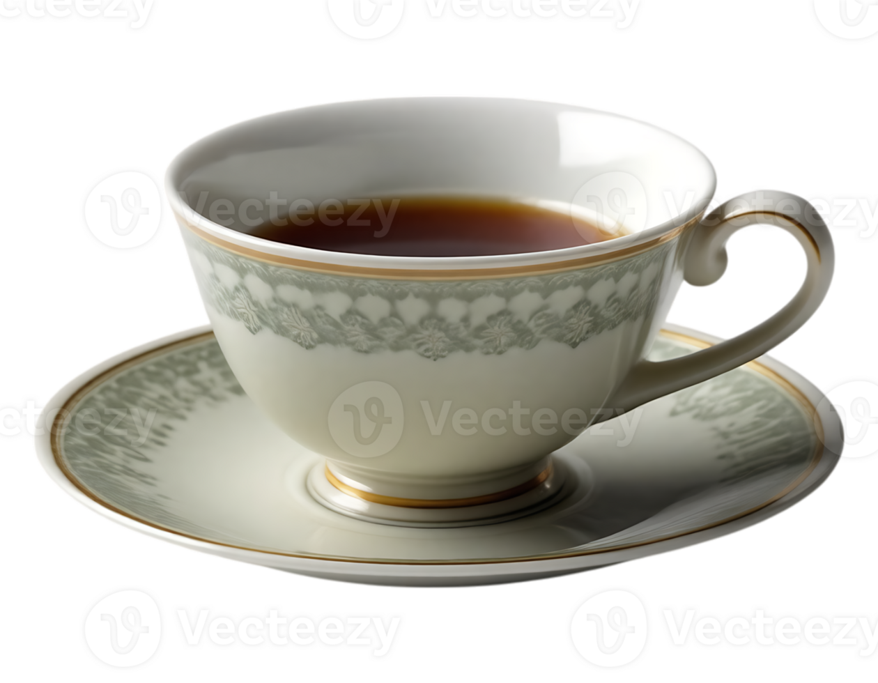 Elegant Teacup and Saucer with Tea png
