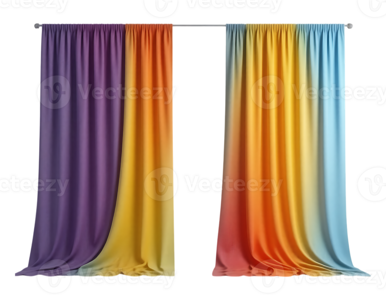 Colorful Ombre Curtains for Interior Design png