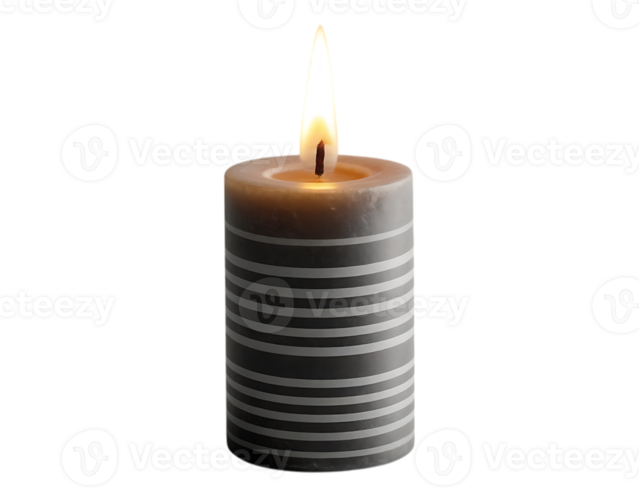 A Gray Candle with a Burning Flame png