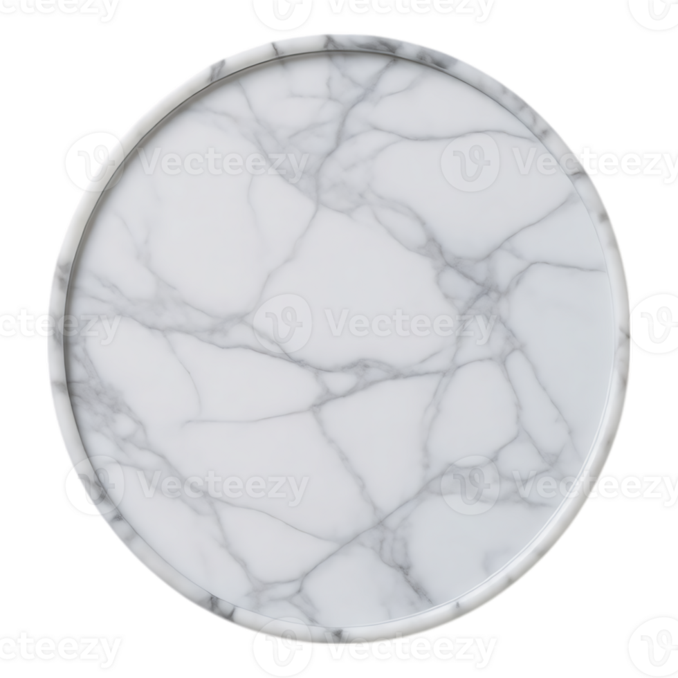 White Marble Circular Tray Isolated on Transparent Background png