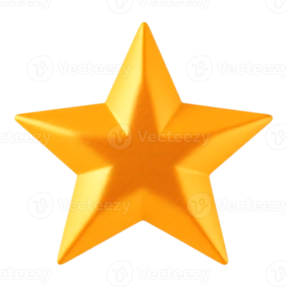Golden 3D star with a transparent background png