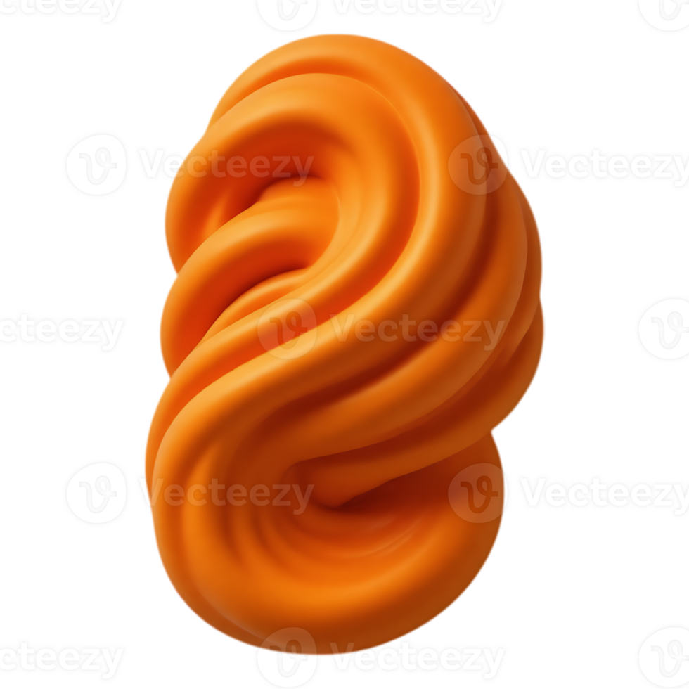 Orange 3D Abstract Swirl with Smooth and Glossy Texture png