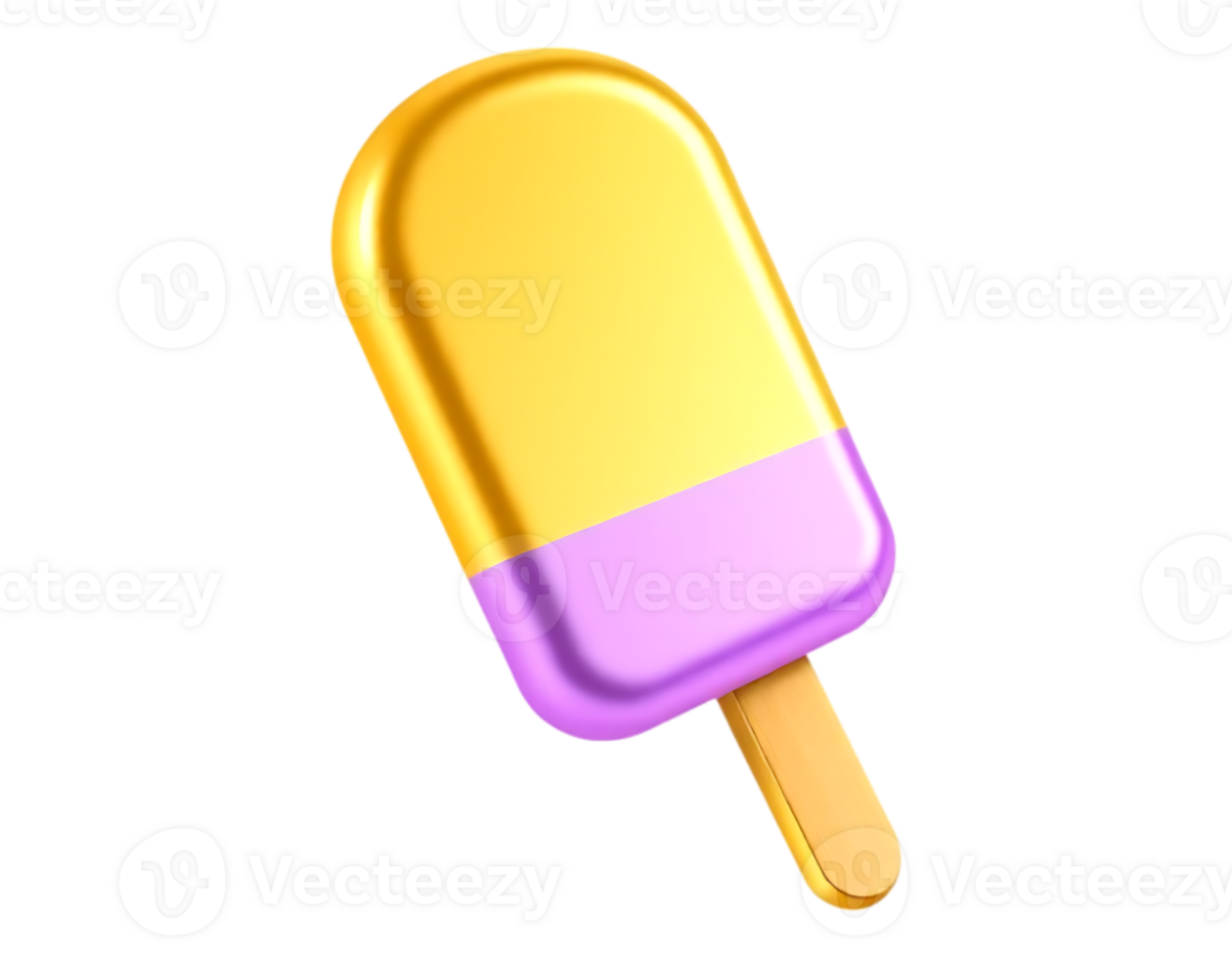 3D Golden and Purple Popsicle on Transparent Background png