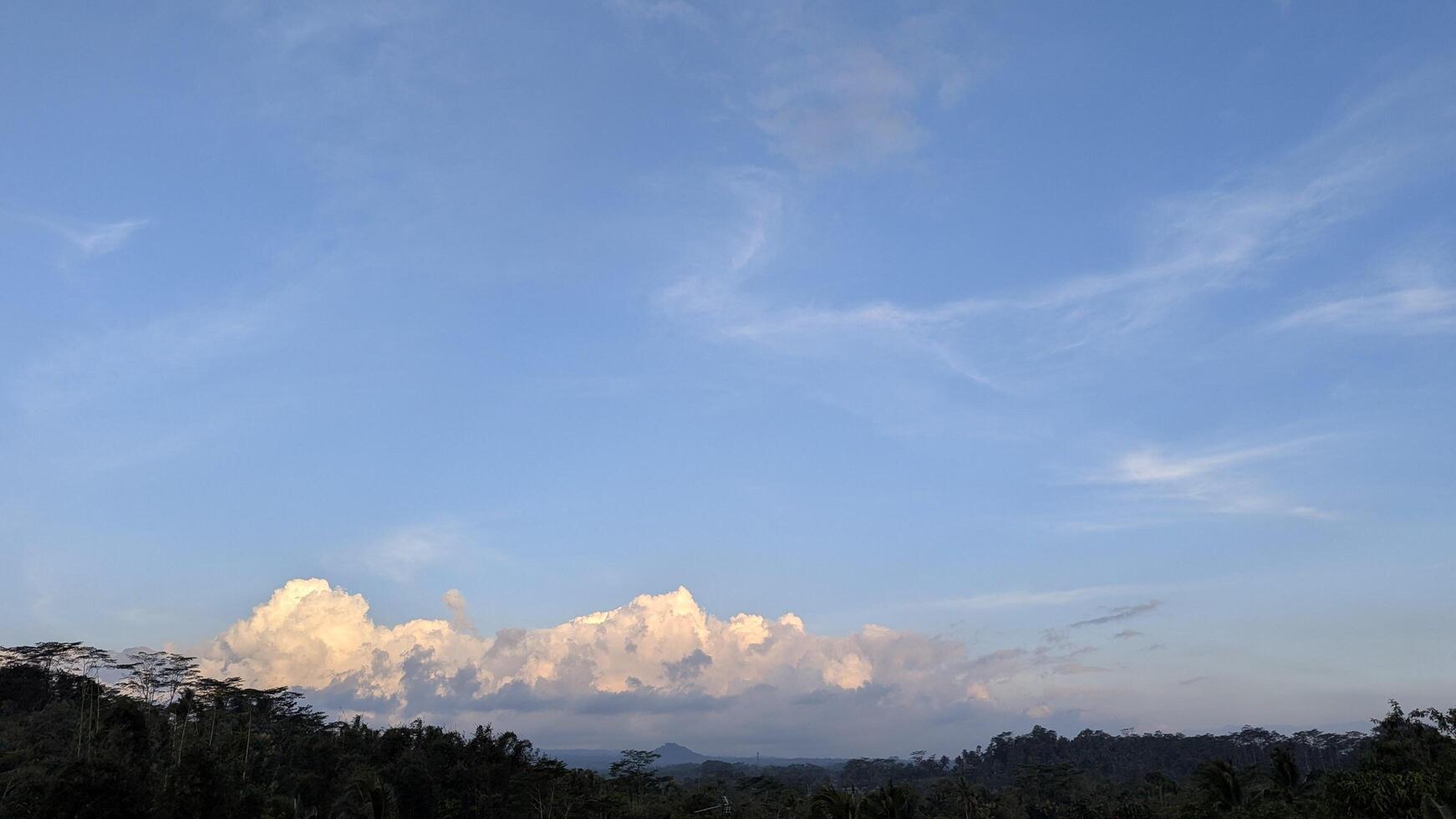 Picturesque Clouds over Lush Greenery A Serene Landscape View photo