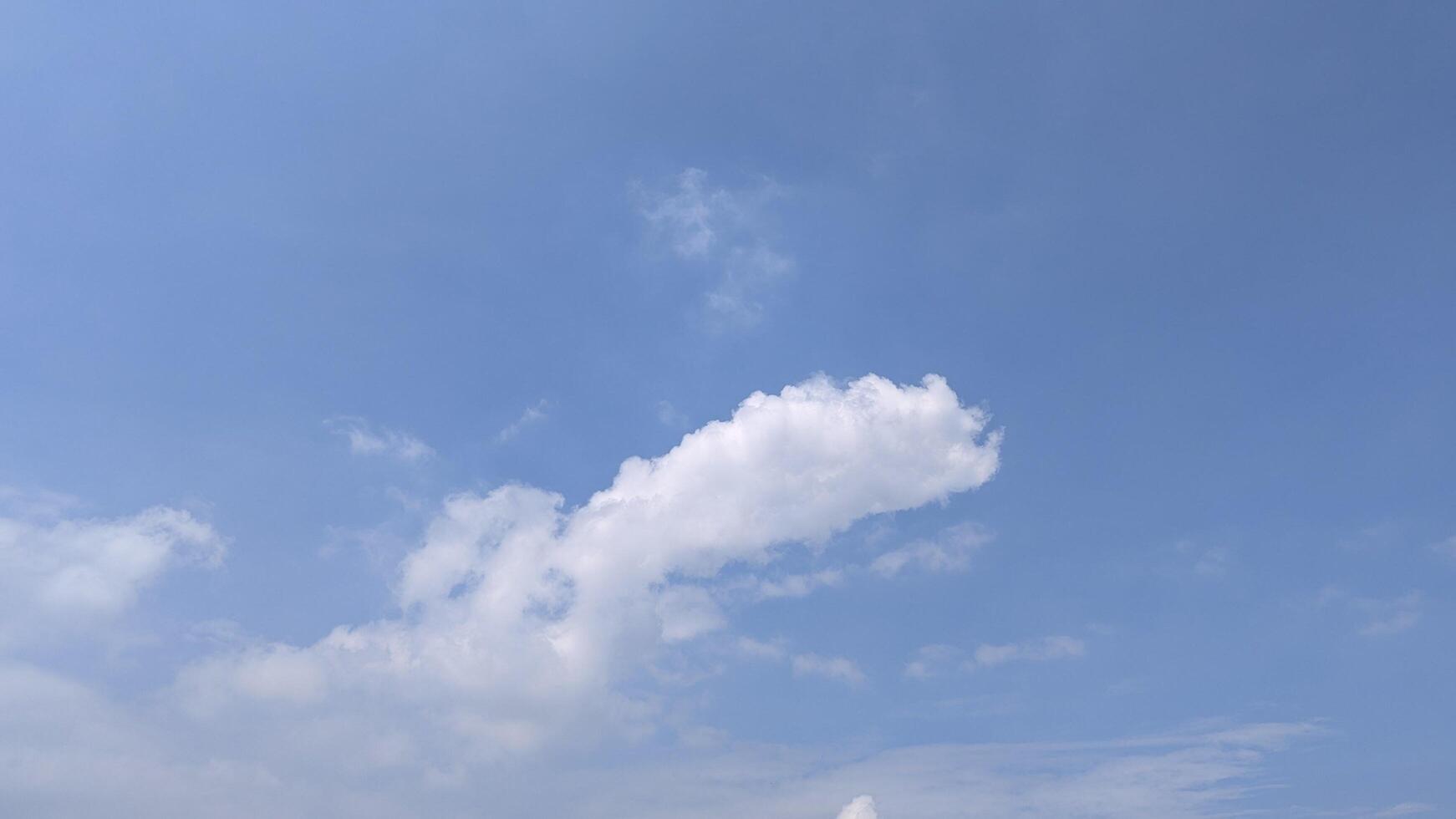 Serene Blue Sky Landscape with Fluffy White Clouds on a Sunny Day photo