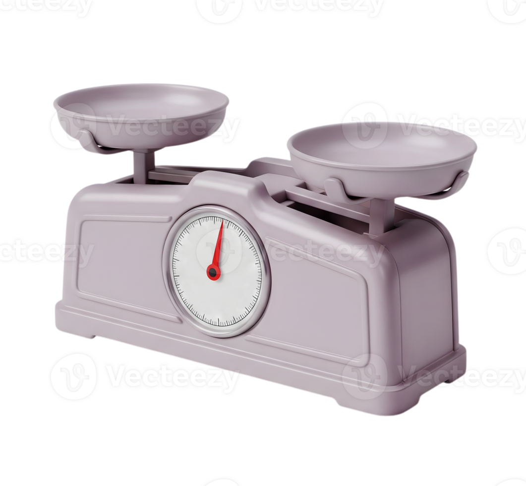 Kitchen weighing scale minimalist 3D rendering in a soft and smooth renderer png