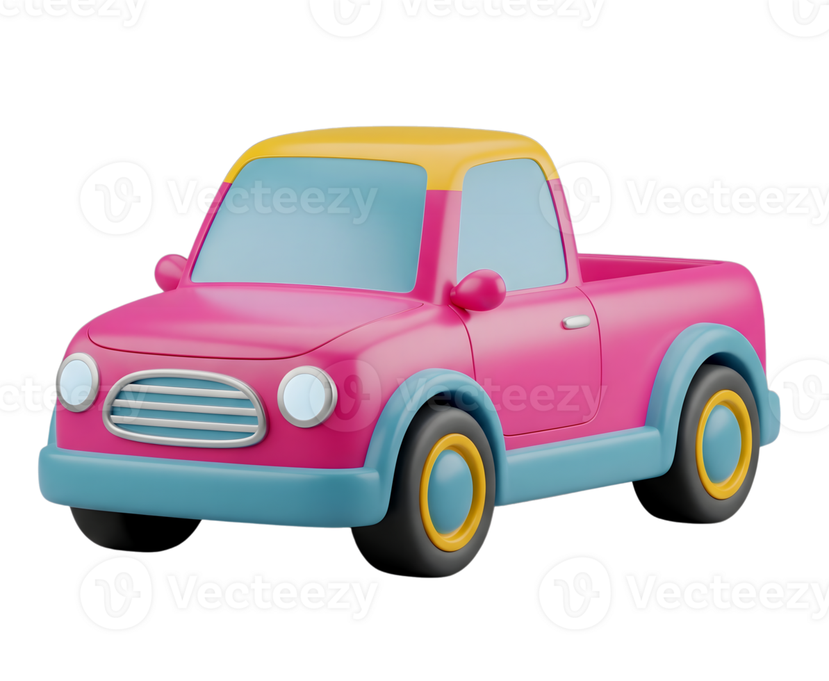 Pickup truck minimalist 3D rendering and smooth renderer png