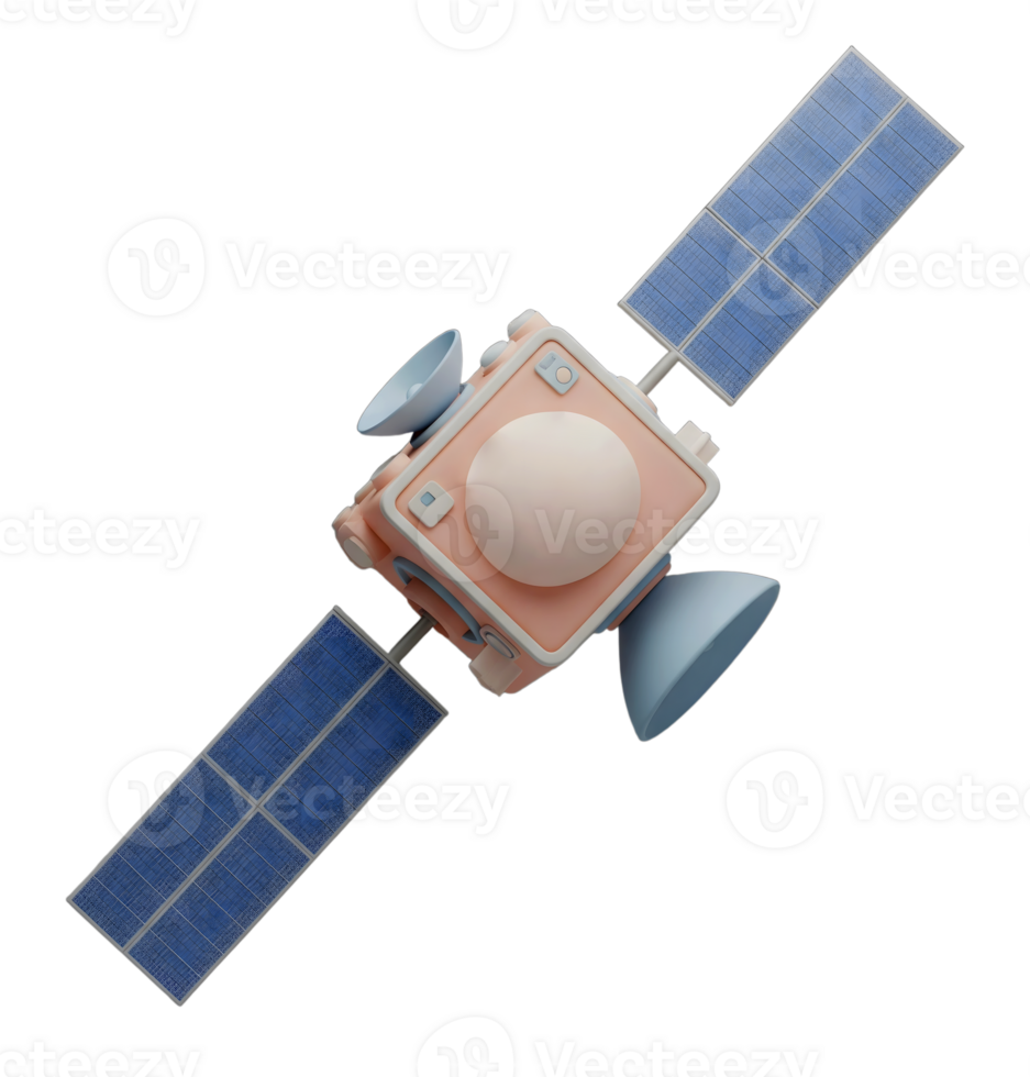 Communications satellite minimalist 3D rendering a soft and smooth renderer png