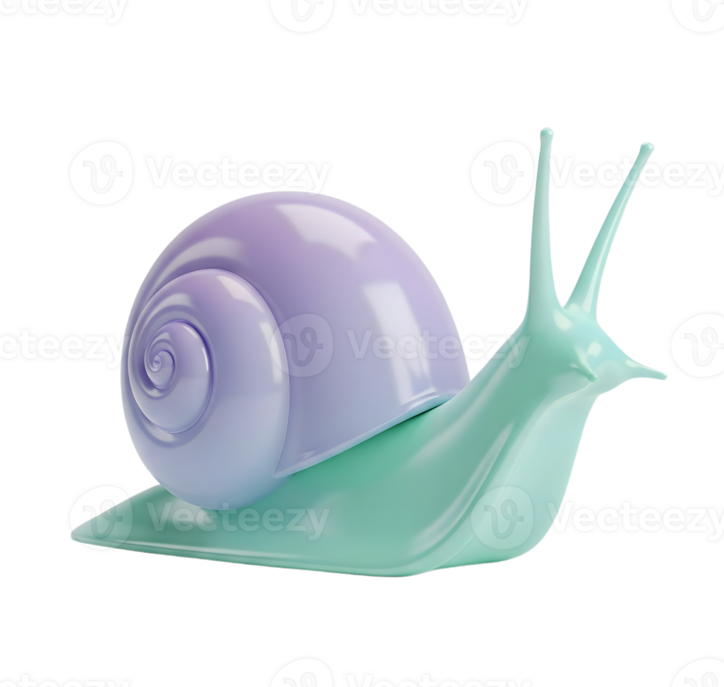 Snail minimalist 3D rendering in a soft and smooth renderer png