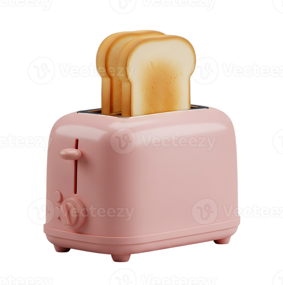 Toaster minimalist 3D rendering in a soft and smooth renderer png