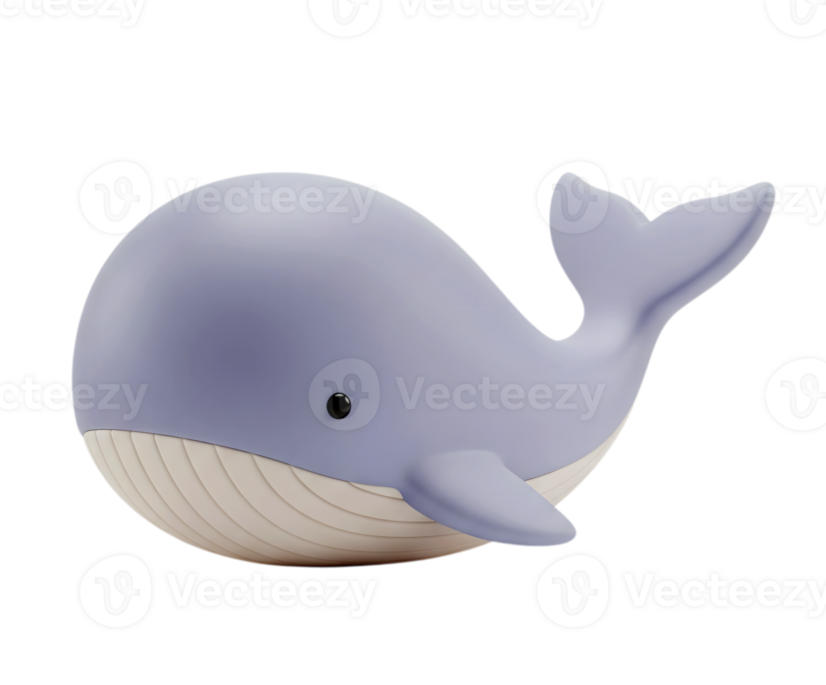 Cute whale minimalist 3D rendering in a soft and smooth renderer png