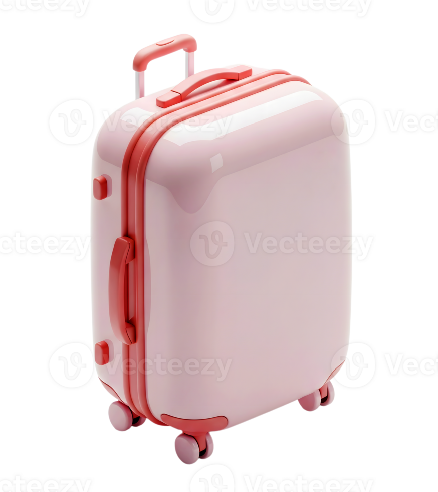 Travel suitcase minimalist 3D rendering soft and smooth renderer png