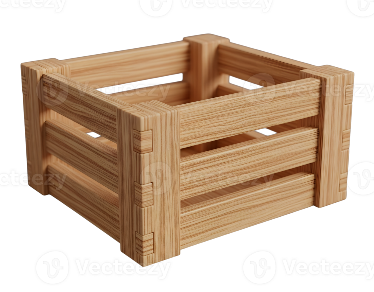 simple wooden crate minimalist 3D rendering in a soft and smooth renderer png