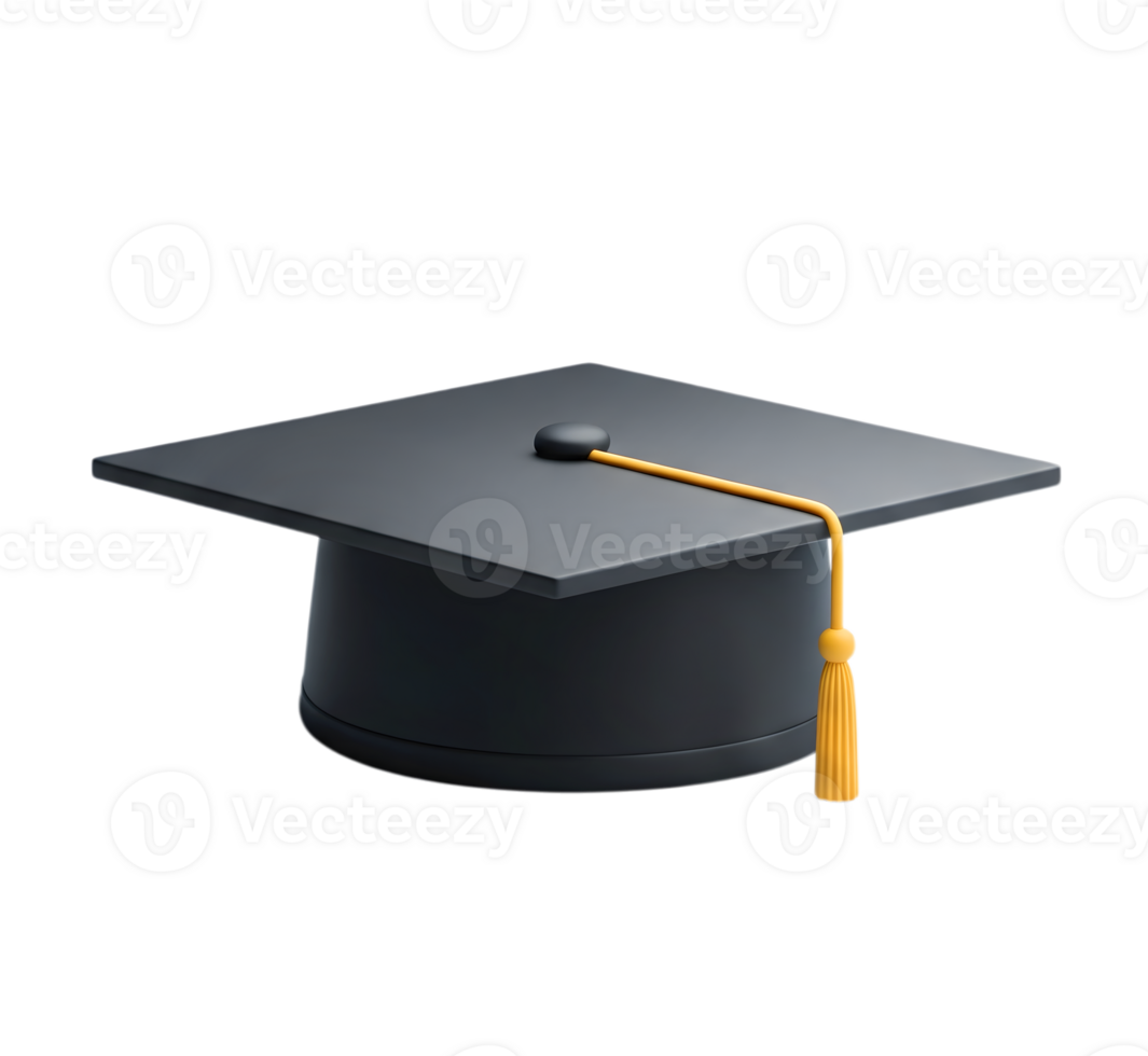 Graduation cap minimalist 3D rendering in a soft and smooth renderer png