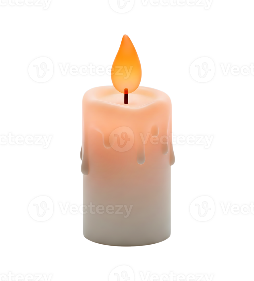 Candle with flickering flame minimalist 3D rendering in a soft and smooth renderer png
