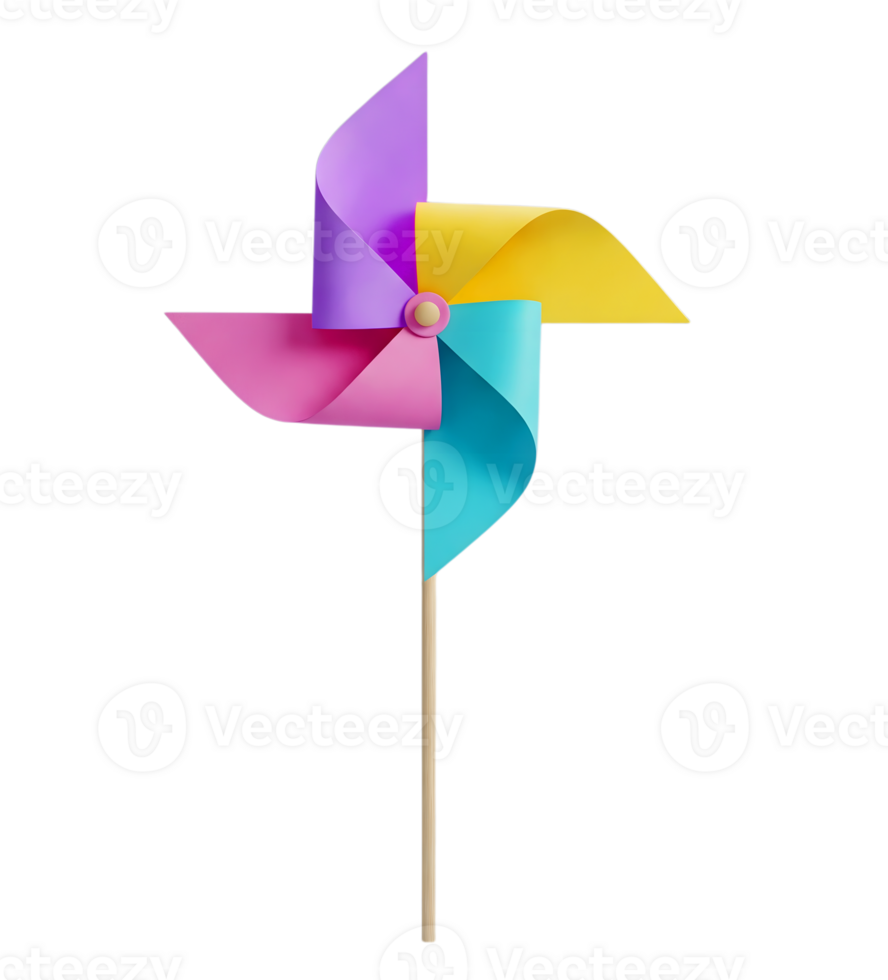 Paper pinwheel minimalist 3D rendering in a soft and smooth renderer png
