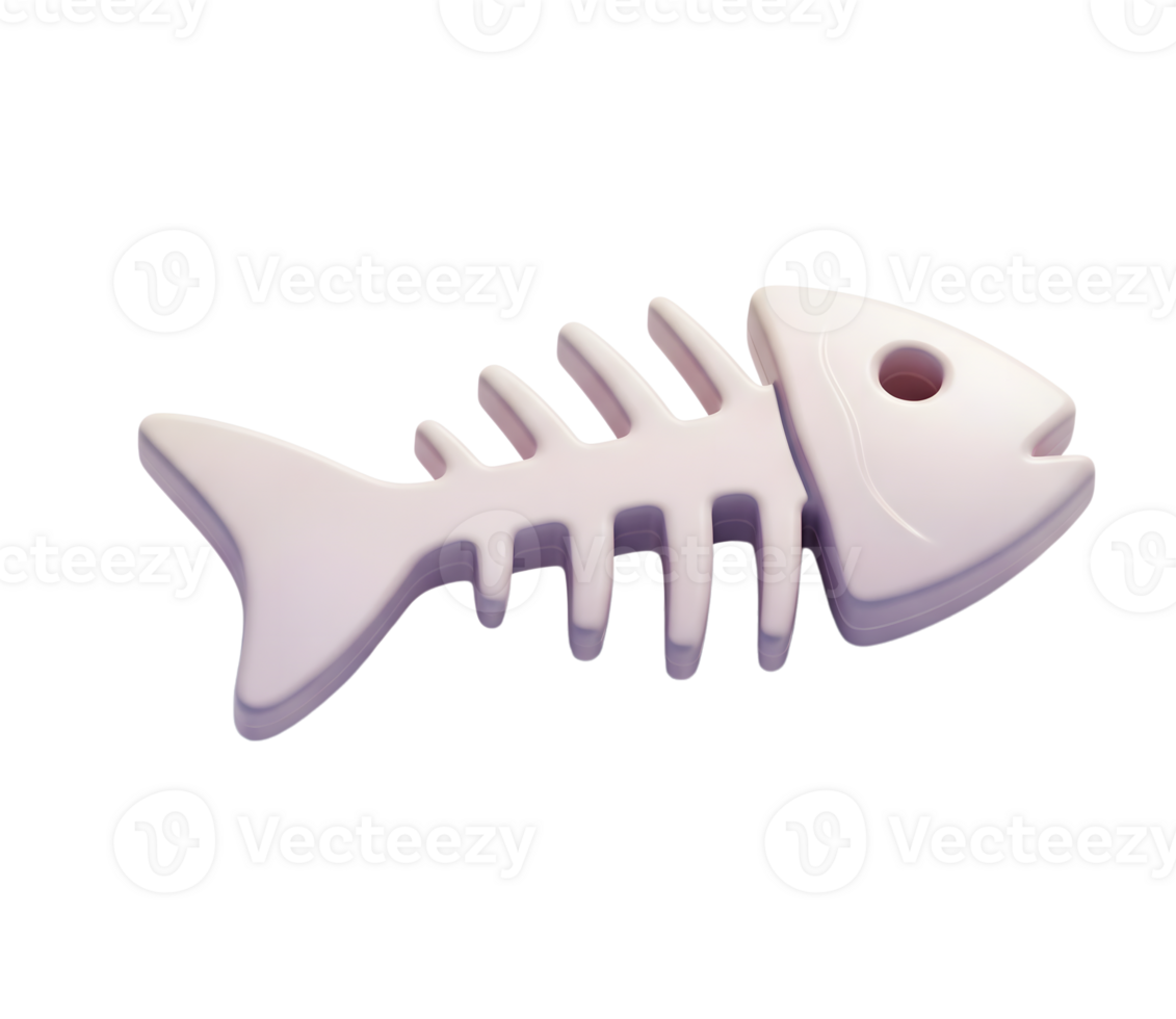 Fishbone minimalist 3D rendering in a soft and smooth renderer png