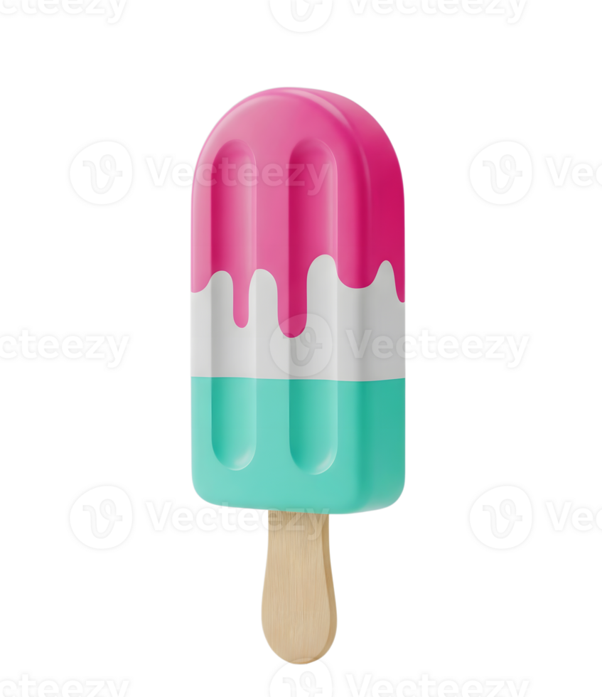 Ice cream stick minimalist 3D rendering in a soft and smooth renderer png