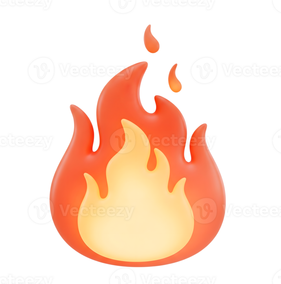 Fire flame minimalist 3D rendering soft and smooth renderer png