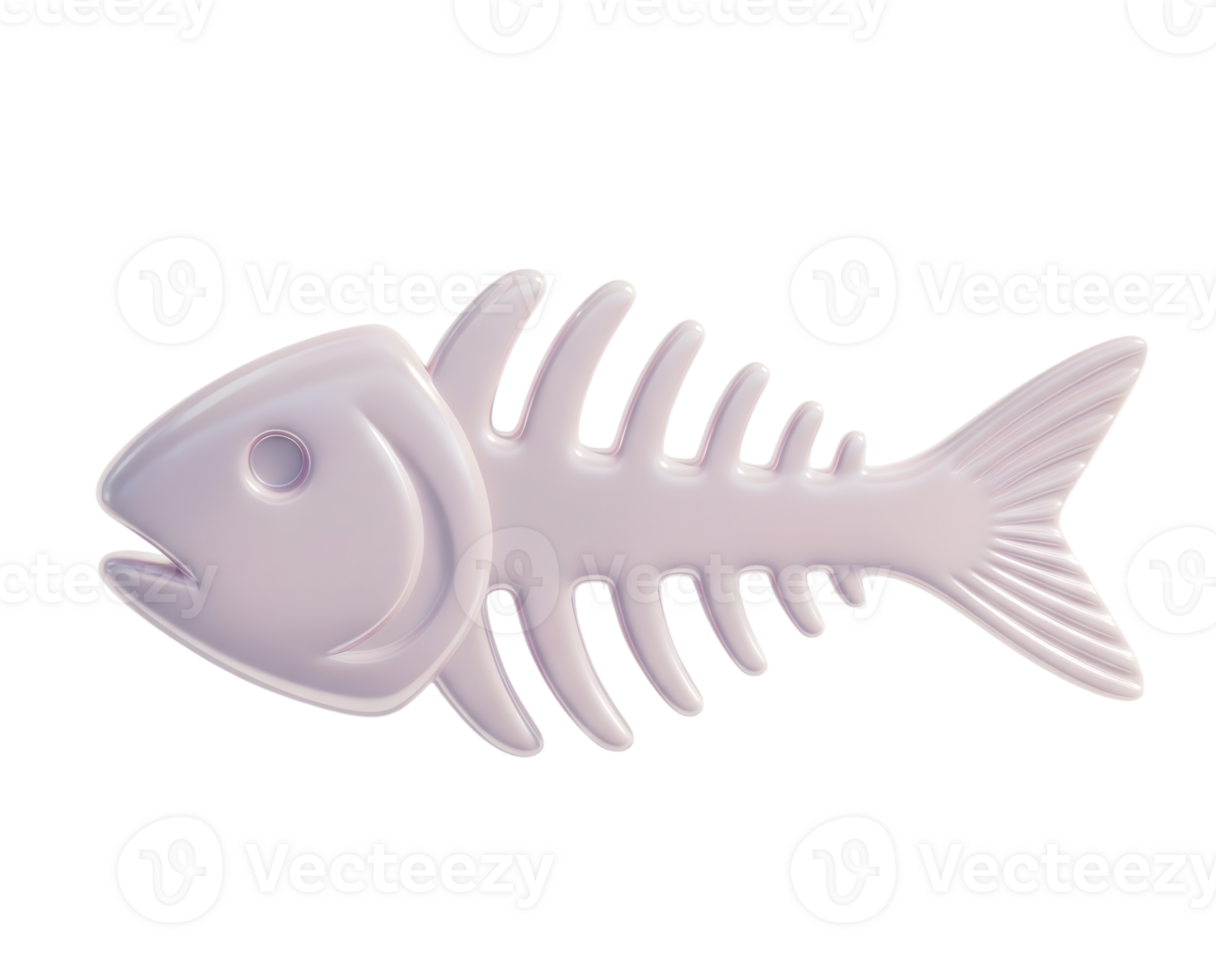 Fishbone minimalist 3D rendering in soft and smooth renderer png