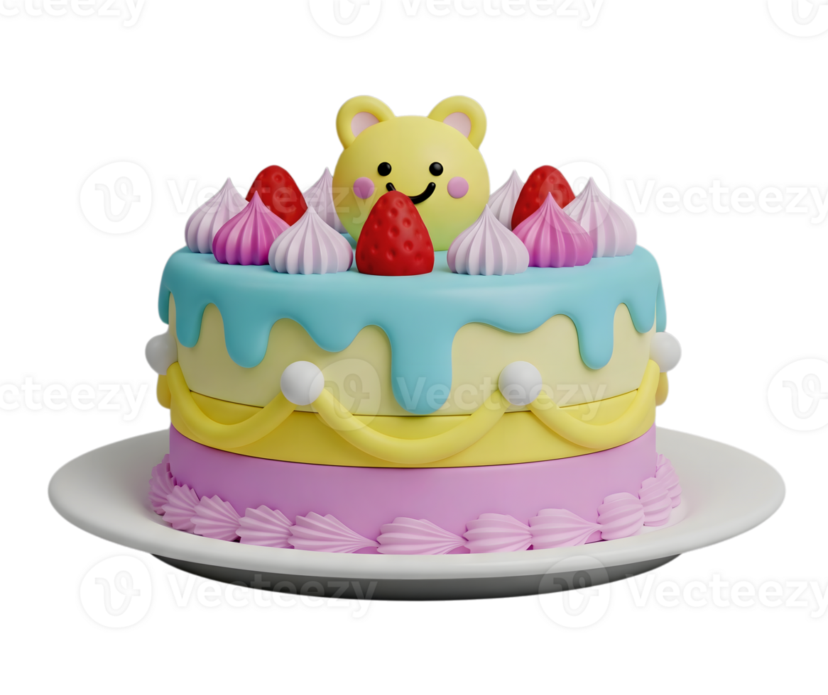 Colorful layer cake minimalist 3D rendering and smooth renderer png