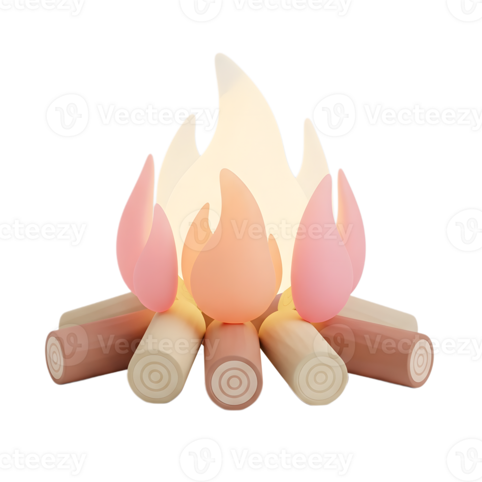 Campfire minimalist 3D rendering in a soft renderer png