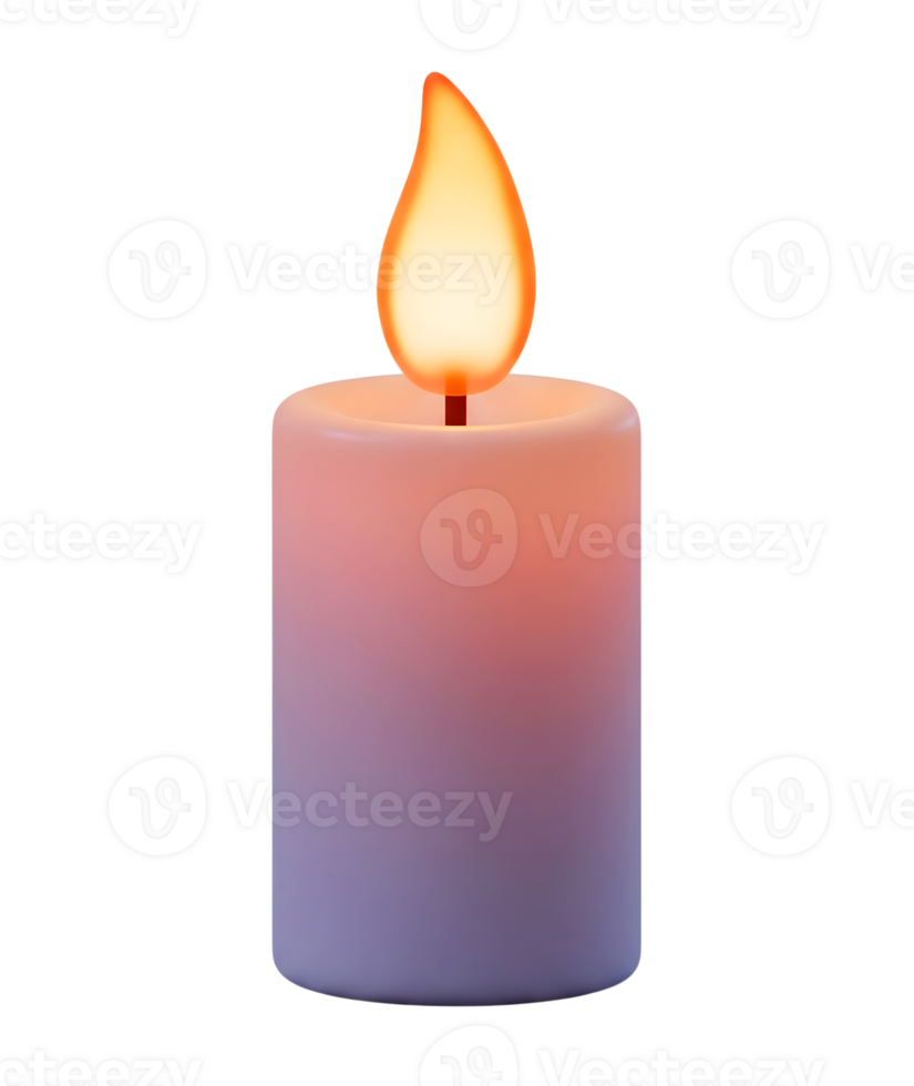Candle with flickering flame minimalist 3D rendering in smooth renderer png