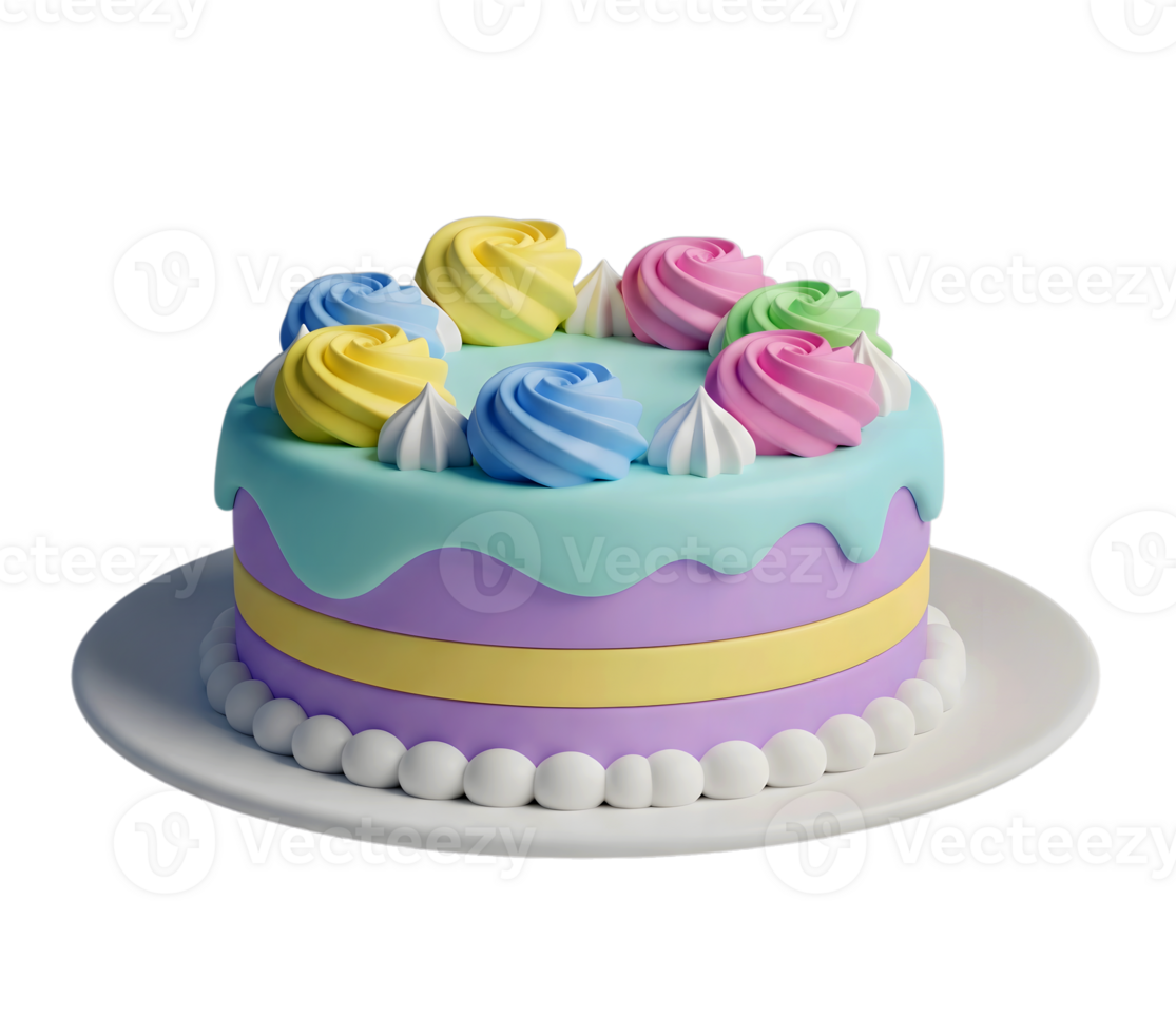 Colorful layer cake minimalist 3D rendering in smooth renderer png