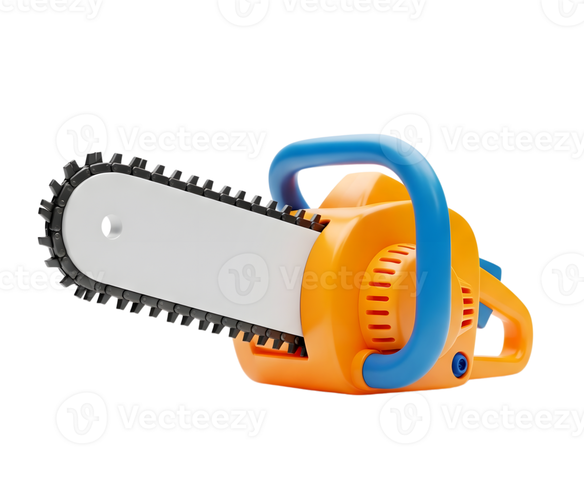 Chainsaw minimalist 3D rendering in soft smooth renderer png