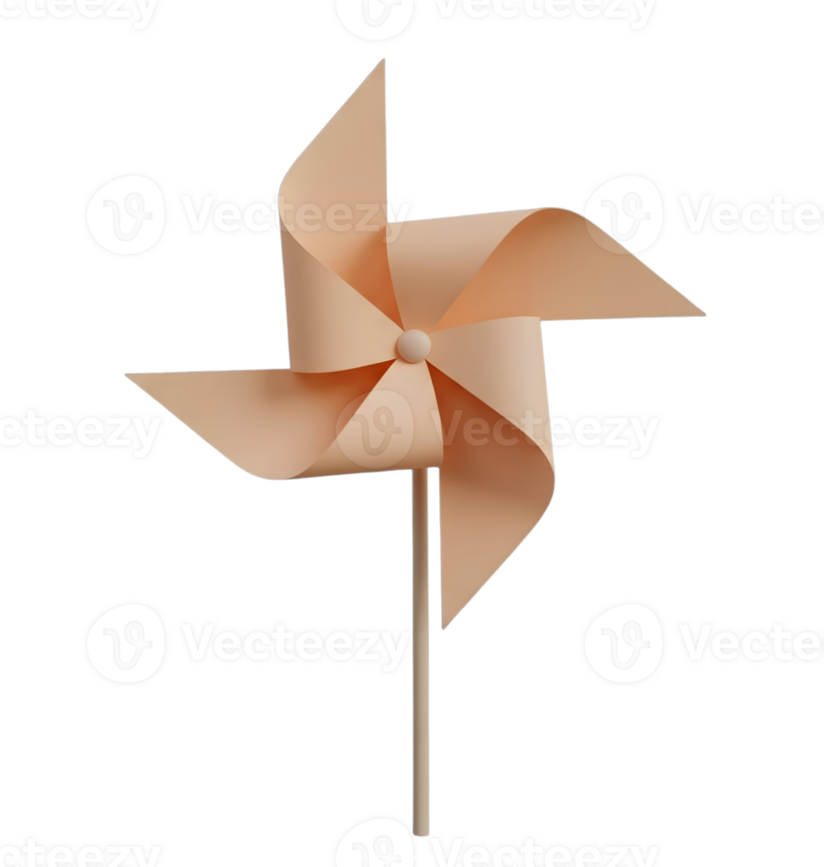 Paper pinwheel minimalist 3D rendering in soft and smooth renderer png