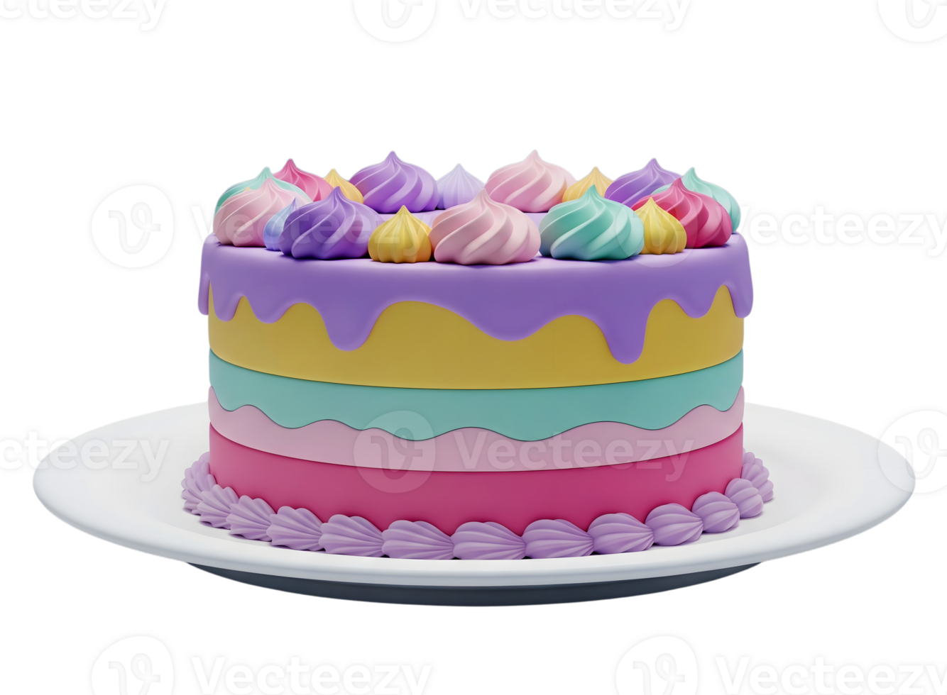 Colorful layer cake minimalist 3D rendering soft renderer png
