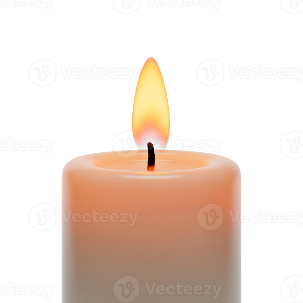 Candle with flickering flame minimalist 3D rendering iand smooth renderer png