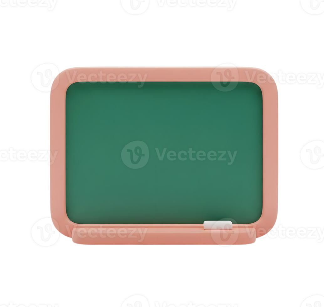 Blank green chalkboard minimalist 3D rendering in a soft and smooth renderer png